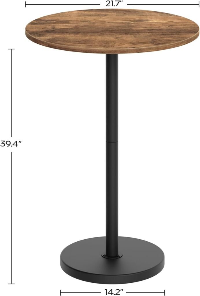 Bar Table, Round Bar Table Set of 2, Counter Height Table, Pub Table, Cocktail Table, Metal Frame, for Bistro, Dining Room, Living Room, Terrace, Rustic Brown and Black BT05L2BR - Image 3