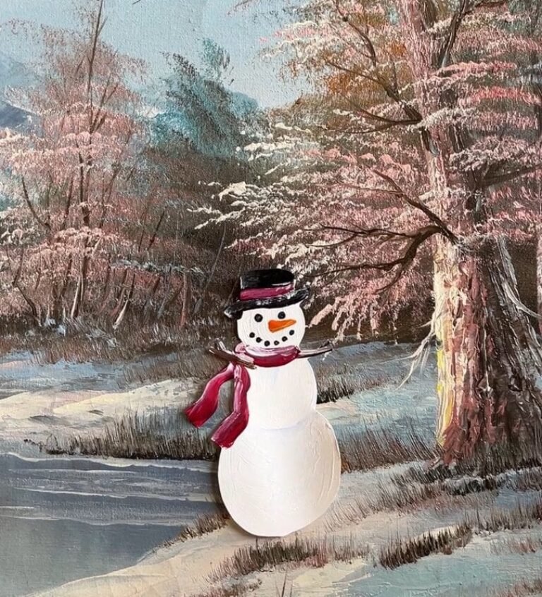 Paint an Easy Snowman Painting on a Thrift Store Painting