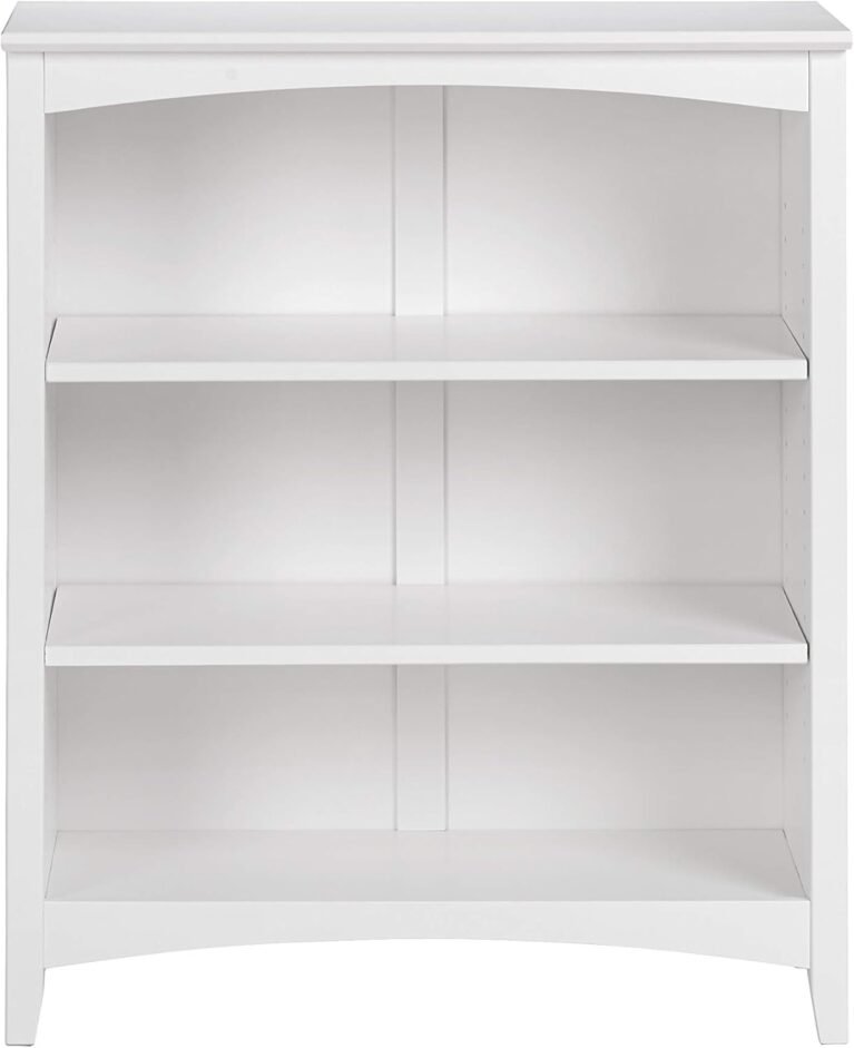 Shaker Style 3 Shelf Bookcase / Solid Wood / 36" High / Adjustable Shelving / Closed Back / Display Bookshelf for Living Room, Bedroom, Home and Office, White