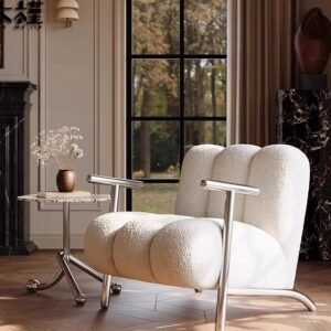 Wabi-sabi Retro Lamb Wool Chair - Durable Design