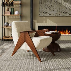 Comfortable wooden lounge reading chair for modern spaces.