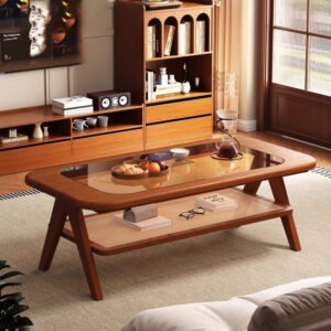 Vintage Rectangle Neutral Japanese Style Coffee Table