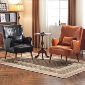 Elegant Italian faux leather chair with oil wax finish.