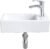 Corner Bathroom Sink with Faucet and Drain Combo-Bokaiya 18 Inch Small Wall Mount Corner Sink Rectangle White Porcelain Ceramic Vanity Corner Sink, Right Hand