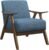 Lexicon Mid Century Modern Accent Chair with Solid Wood Frame in Walnut Finish, Upholstered Living Room Lounge Arm Chair, Thick and Comfy Innerspring Seat Cushion, Linen-Look Fabric, Blue