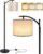 ROTTOGOON Floor Lamp for Living Room with 3 Color Temperatures LED Bulb, Standing Lamp Tall Industrial Floor Lamp Reading for Bedroom, Office (9W LED Bulb, Beige Lampshade Included) -Black