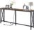 SUPERJARE 70 Inch Console Table with Outlet, Extra Long Entryway Table with Metal Frame and X-Shaped Design, Narrow Sofa Table for Living Room and Hallway – Rustic Brown