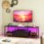 HOOBRO TV Stand with LED Light and Power Outlets for TVs up to 65 Inch, TV Media Console with Double-Door Cabinet, Gaming Entertainment Center for Living Room Bedroom, Black BB48UDDS01