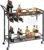 HOOBRO Bar Cart for The Home, 2-Tier Kitchen Cart with Wine Rack and Glass Holder, Serving Cart with Wheels and Guard Rails for Dining Room, Living Room, Party, Bar, Rustic Brown and Black BF11TC01