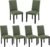 VECELO Upholstered Dining Chairs Set of 6, Modern PU Leather and Solid Wood Legs & High Back for Kitchen/Living Room- Green