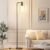 Industrial Floor Lamp with Glass Shade – Black, LED Bulbs, Foot Pedal Switch, Easy Assembly