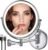 Rechargeable Wall Mounted Lighted Makeup Mirror Chrome, 8 Inch Double-Sided LED Vanity Mirror 1X/10X Magnification,3 Color Lights Touch Screen Dimmable 360°Swivel 13 Inch Extendable