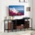 Ebeneze TV Stand Dresser for Bedroom with Fabric Drawer, Entertainment Center up to 50 Inch TV, Media Console Table with Open Storage Shelves, for Living Room, Entryway, Rustic Black and Grey