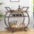 LVB Industrial Kitchen Bar Cart, Farmhouse Beverage Serving Liquor Cart with Wheels, Wood and Metal Rolling Wine Cart with Storage Shelf, Microwave Drink Cart for Home Living Dining Room, Rustic Brown