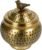 Creative Co-Op, Brass Round Hammered Metal Container with Bird Finial, Finish