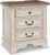 Signature Design by Ashley Realyn French Country 3 Drawer Nightstand with Electrical Outlets & USB Ports, 27.75″ Tall, Chipped White