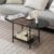 Coffee Tables for Living Room,2-Tier Small Oval Center Table Industrial Modern Style Coffee Tables with Storage Shelf and Wood Tabletop for Small Space,Home Office,Brown & Black