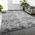 Large Shag Area Rugs 6 x 9, Tie-Dyed Plush Fuzzy Rugs for Living Room, Ultra Soft Fluffy Furry Rugs for Bedroom, Indoor Carpet Nursery Rugs for Kids Room Home Decor, Light Grey