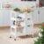 YITAHOME Small Solid Wood Top Kitchen Island Cart on Wheels with Storage, Rolling Portable Dining Room Serving Utility Carts Mobile Movable with 3 Drawers Cabinet, Oak & White