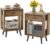 Nightstand Set of 2 with Fabric Drawers and Open Shelves – Rustic Bedroom Side Tables