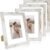 8×10 Picture Frame Set of 4, Made of Real Glass and Distressed White Wooden Frame, 8 by 10 Photo for Wall or Tabletop – Display Picture 5×7 with Mat or 8×10 Without Mat