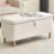 Boucle Storage Ottoman Bench for Bedroom end of Bed, Sherpa Upholstered Shoe Seat Storage Beach for Entryway Bed Foot, Rectangle Cushion Padded Blanket Chest Cute for Living Room, Off White