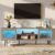 Bestier TV Stand for 75 Inch TV, 63” LED Entertainment Center with Sliding Acylic Doors, Modern TV Console with 2 Tier Storage Shelves, Media Console Table for Living Room Bedroom – Grey